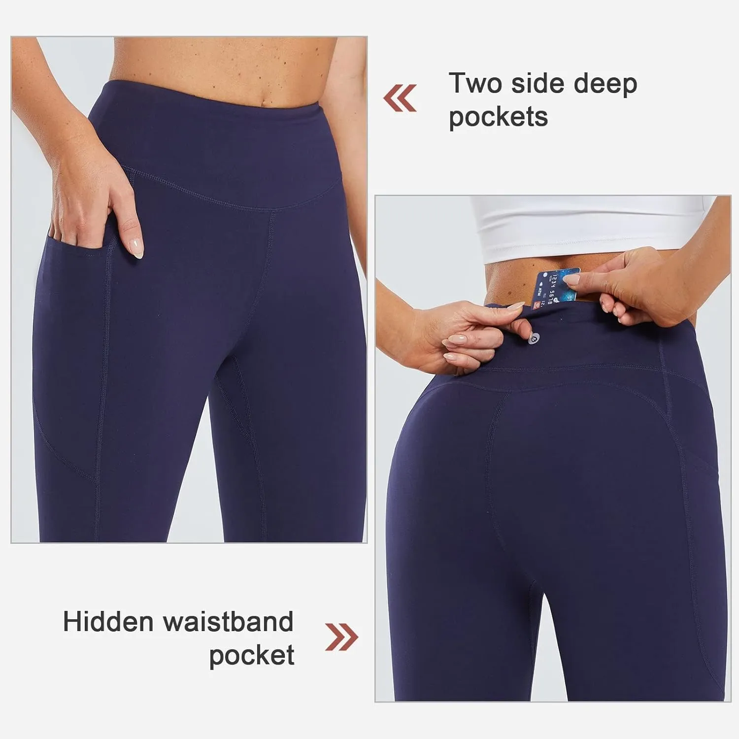 baleaf Women's 10"/ 12" Long Biker Yoga Compression Shorts High Waist Knee Length Spandex Workout Shorts with Pockets Soft
