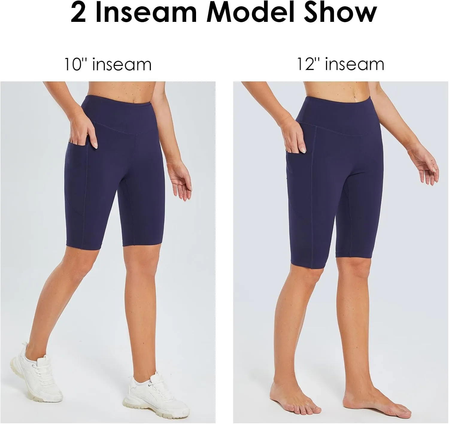 baleaf Women's 10"/ 12" Long Biker Yoga Compression Shorts High Waist Knee Length Spandex Workout Shorts with Pockets Soft