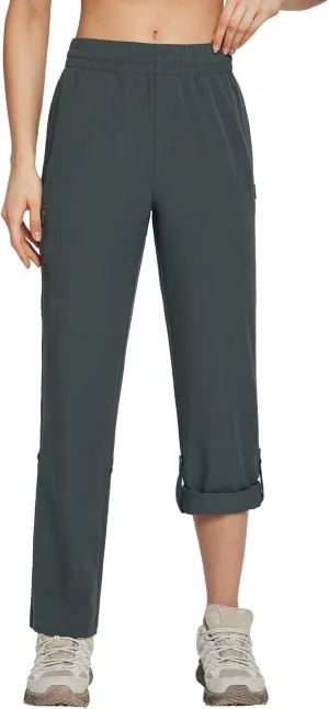 baleaf Women's Hiking Water Resistant Pants UPF Roll Up Convertible Capri Pant Quick Dry Zipper Pockets Travel Fishing