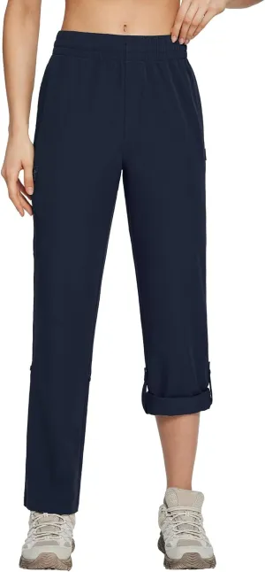 baleaf Women's Hiking Water Resistant Pants UPF Roll Up Convertible Capri Pant Quick Dry Zipper Pockets Travel Fishing