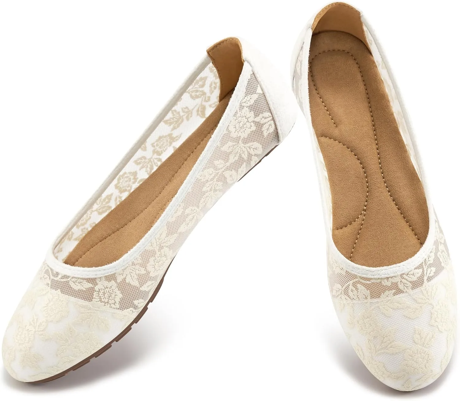 Ballet Flats for Women Shoes: Comfortable Breathable Lace Dressy Flats - Ladies Wedding Flat Casual Work Shoes