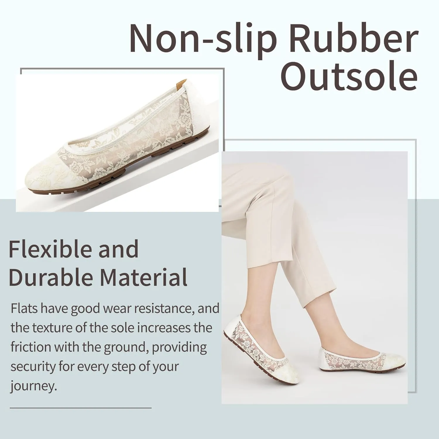Ballet Flats for Women Shoes: Comfortable Breathable Lace Dressy Flats - Ladies Wedding Flat Casual Work Shoes