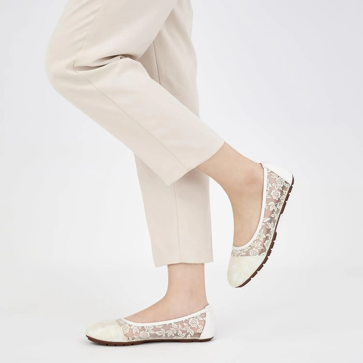 Ballet Flats for Women Shoes: Comfortable Breathable Lace Dressy Flats - Ladies Wedding Flat Casual Work Shoes
