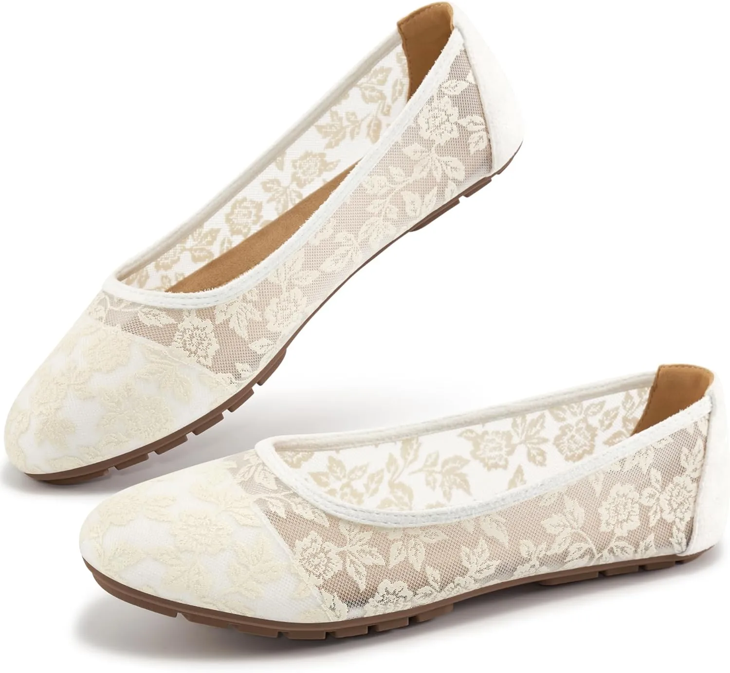 Ballet Flats for Women Shoes: Comfortable Breathable Lace Dressy Flats - Ladies Wedding Flat Casual Work Shoes