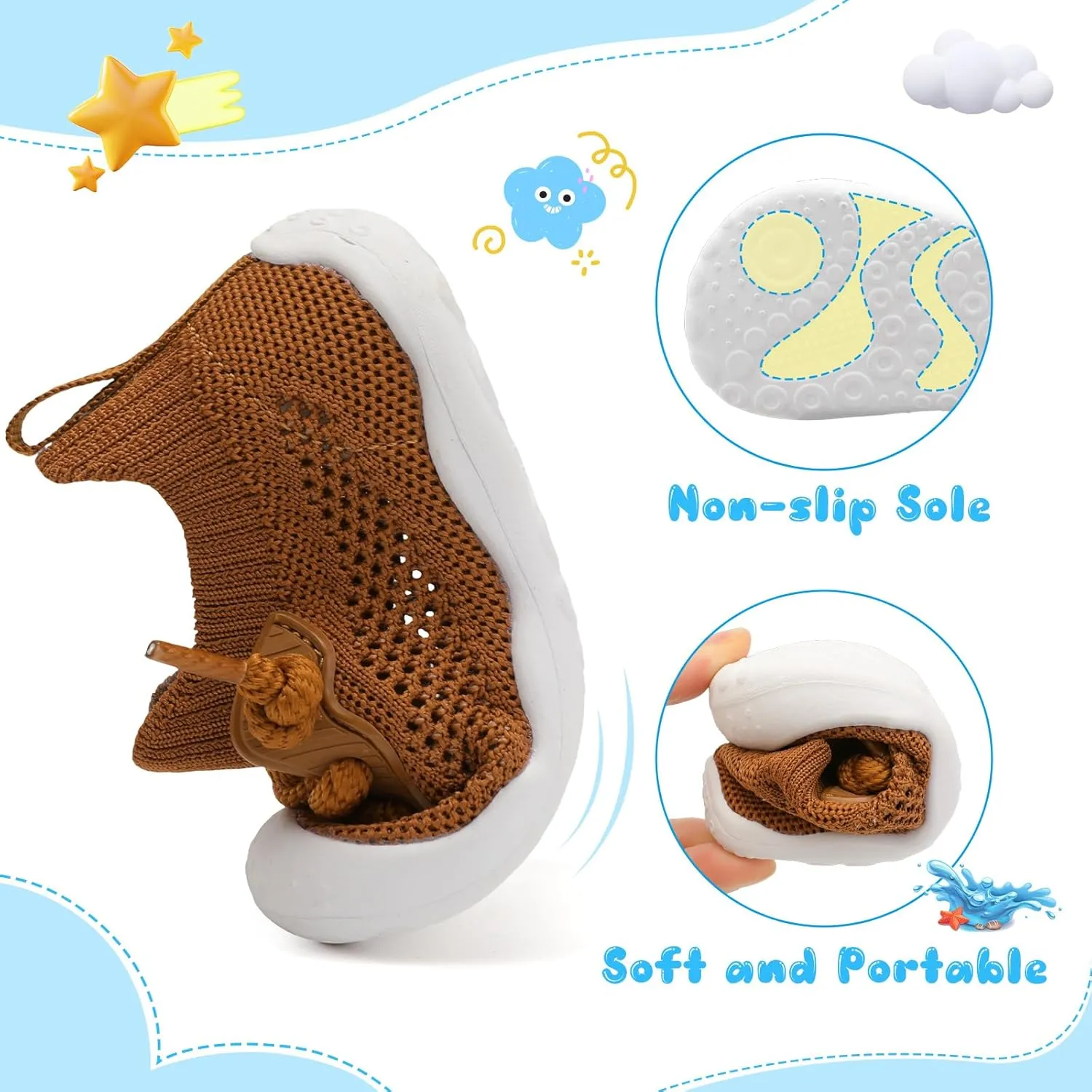 BARERUN Baby Shoes Baby First Walking Shoes Infant Sneakers Wide Barefoot Slip on Soft Sole Boys Girls Crib Shoe Toddler Breathable Lightweight House Socks