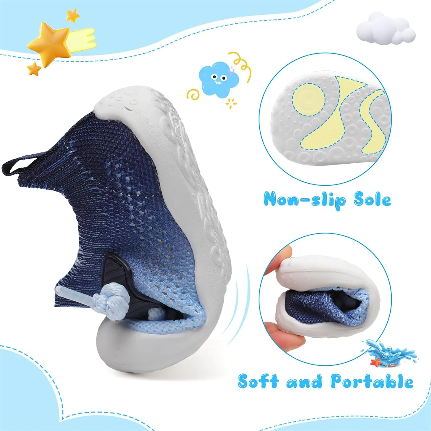 BARERUN Baby Shoes Baby First Walking Shoes Infant Sneakers Wide Barefoot Slip on Soft Sole Boys Girls Crib Shoe Toddler Breathable Lightweight House Socks