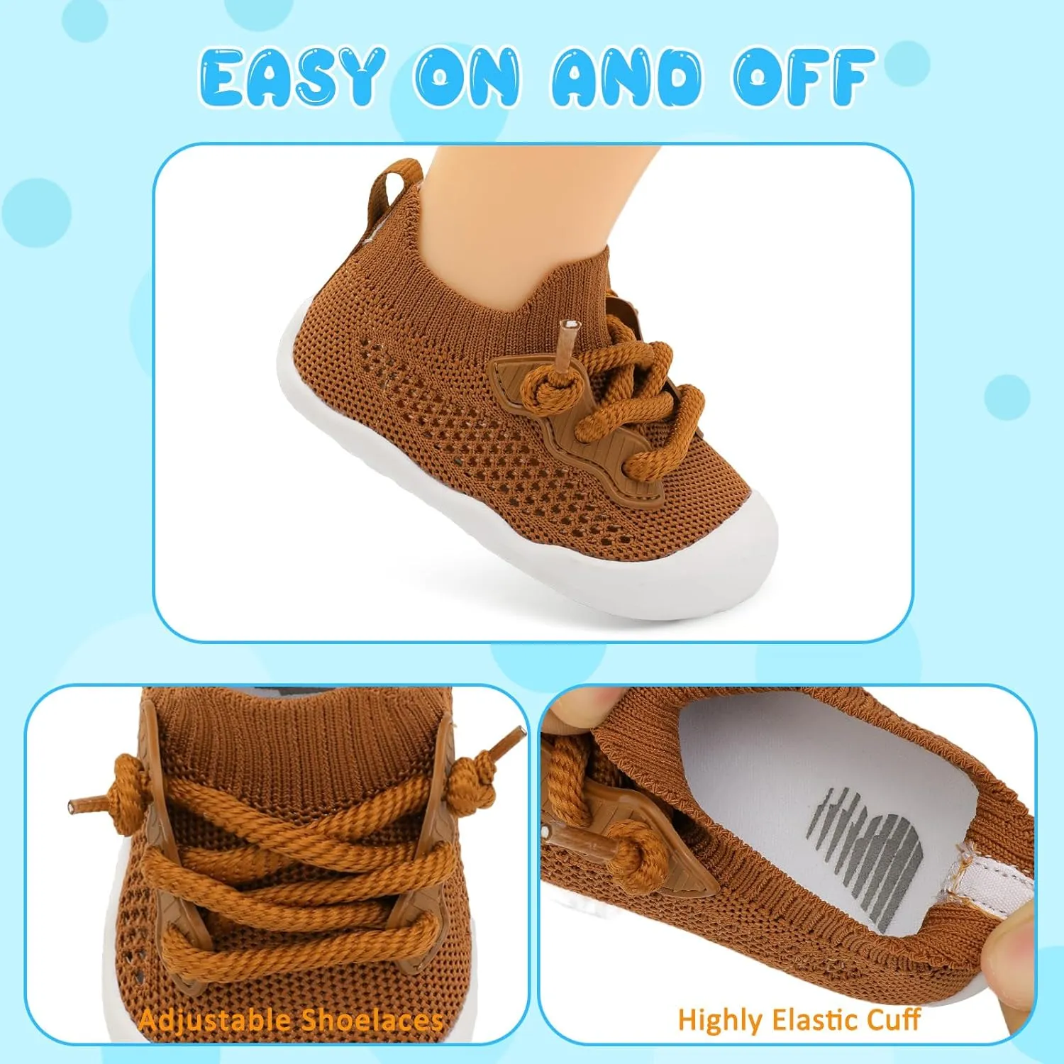 BARERUN Baby Shoes Baby First Walking Shoes Infant Sneakers Wide Barefoot Slip on Soft Sole Boys Girls Crib Shoe Toddler Breathable Lightweight House Socks