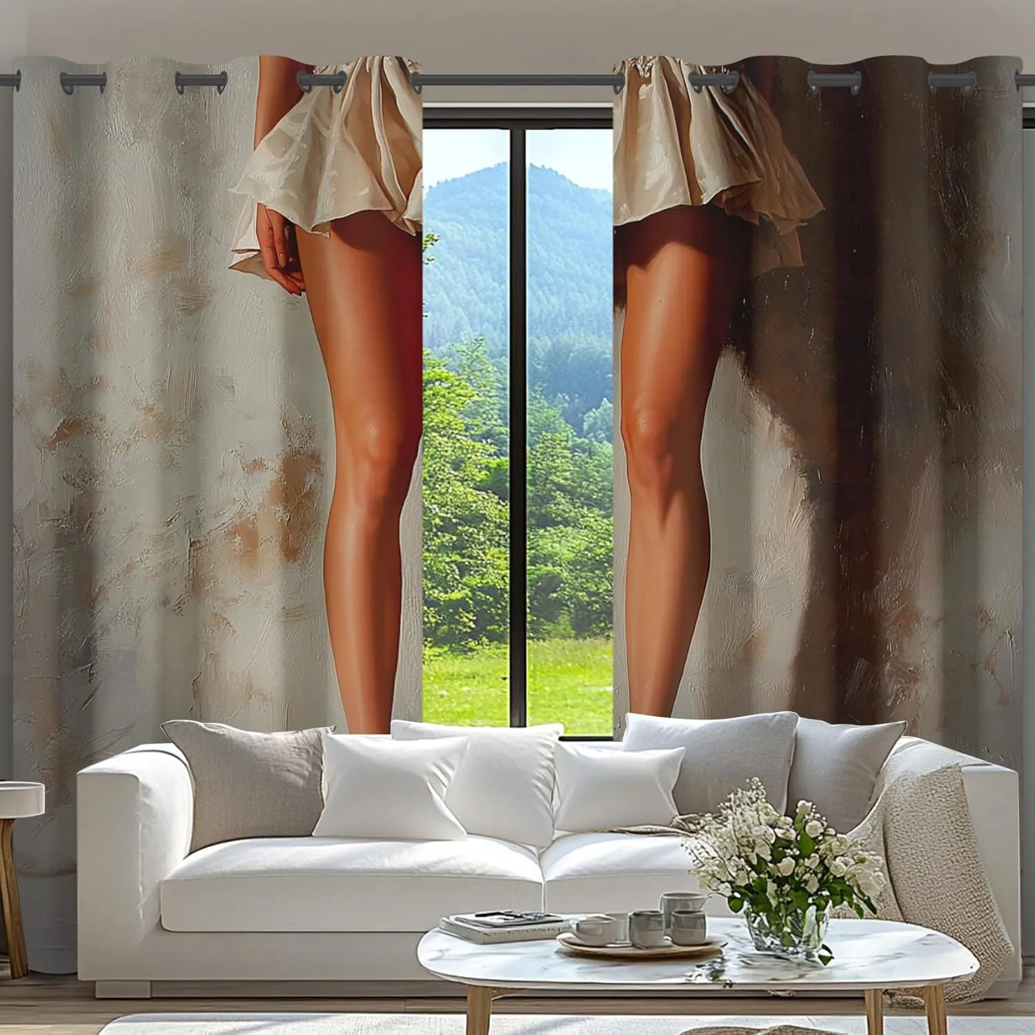 Beautiful Sexy Legs Blackout Curtains for Bedroom, Woman Body Art Black Out Curtains 84 Inch Long Curtains, Red High Heel Drapes Grommet Thermal Insulated for Living Room 2 Panels Set