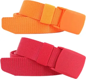 Belts for Men Women Plus Size Nylon Tactical Work Belt with Plastic Buckle, 2 Pack