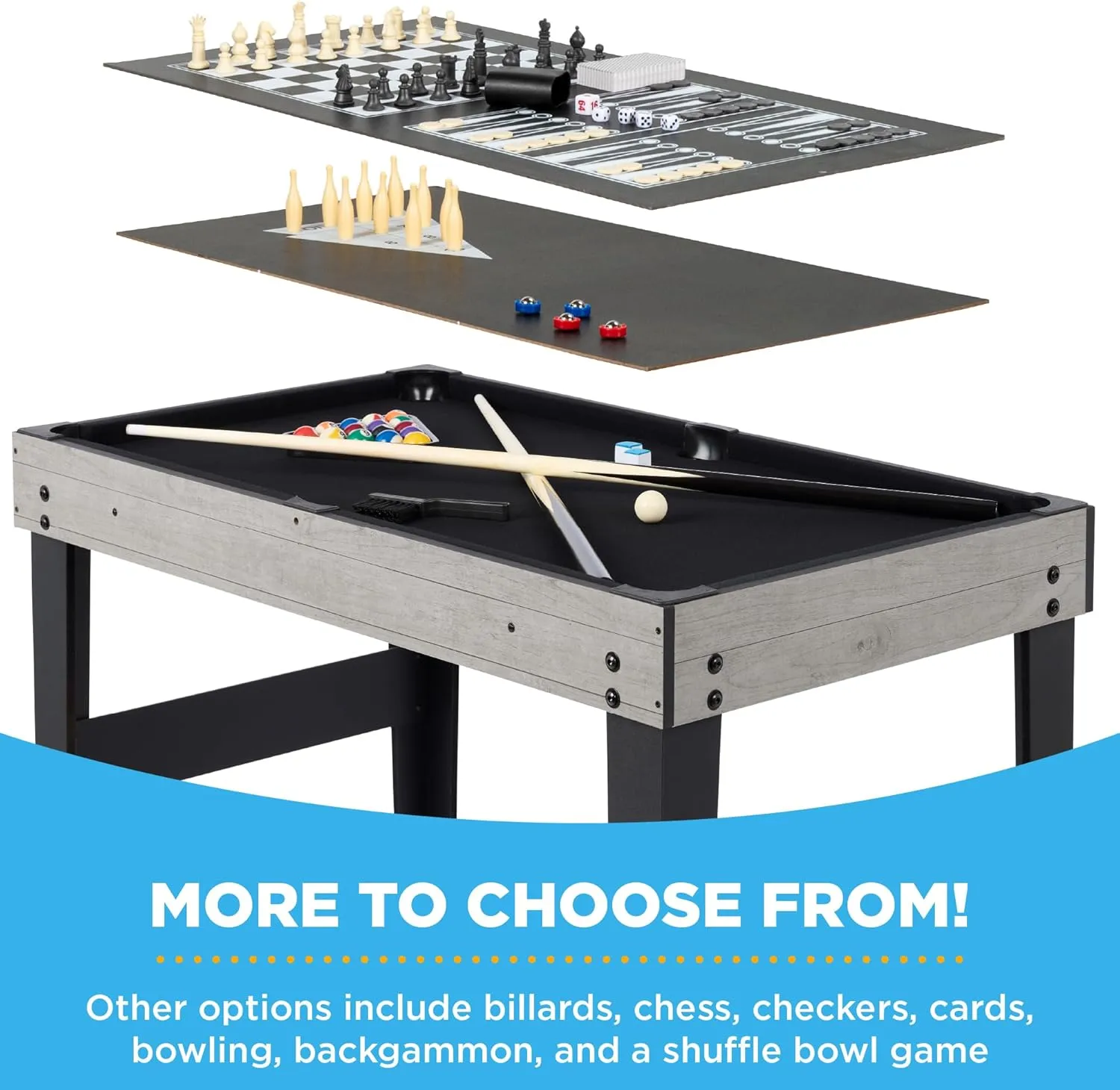 Best Choice Products 2x4ft 10-in-1 Combo Game Table Set for Home, Game Room, Friends & Family w/Hockey, Foosball, Pool, Shuffleboard, Ping Pong, Chess, Checkers, Bowling, and Backgammon