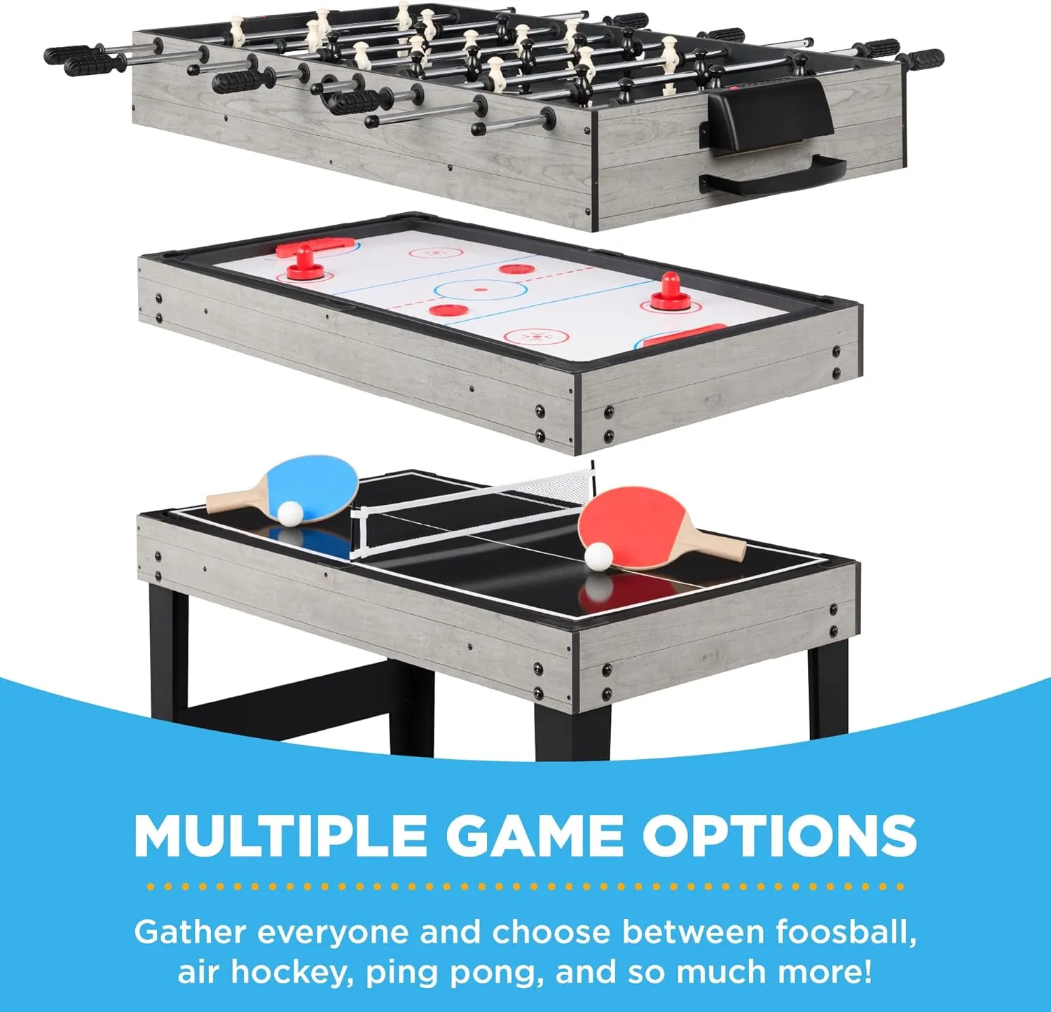 Best Choice Products 2x4ft 10-in-1 Combo Game Table Set for Home, Game Room, Friends & Family w/Hockey, Foosball, Pool, Shuffleboard, Ping Pong, Chess, Checkers, Bowling, and Backgammon