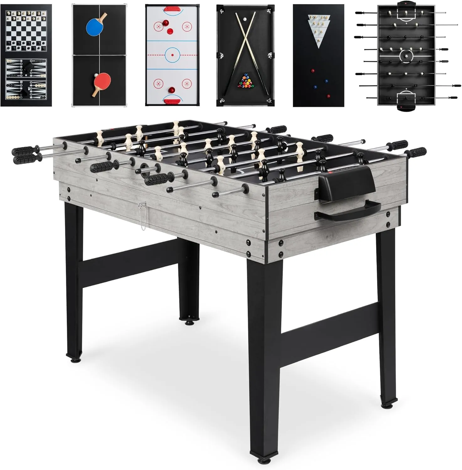Best Choice Products 2x4ft 10-in-1 Combo Game Table Set for Home, Game Room, Friends & Family w/Hockey, Foosball, Pool, Shuffleboard, Ping Pong, Chess, Checkers, Bowling, and Backgammon