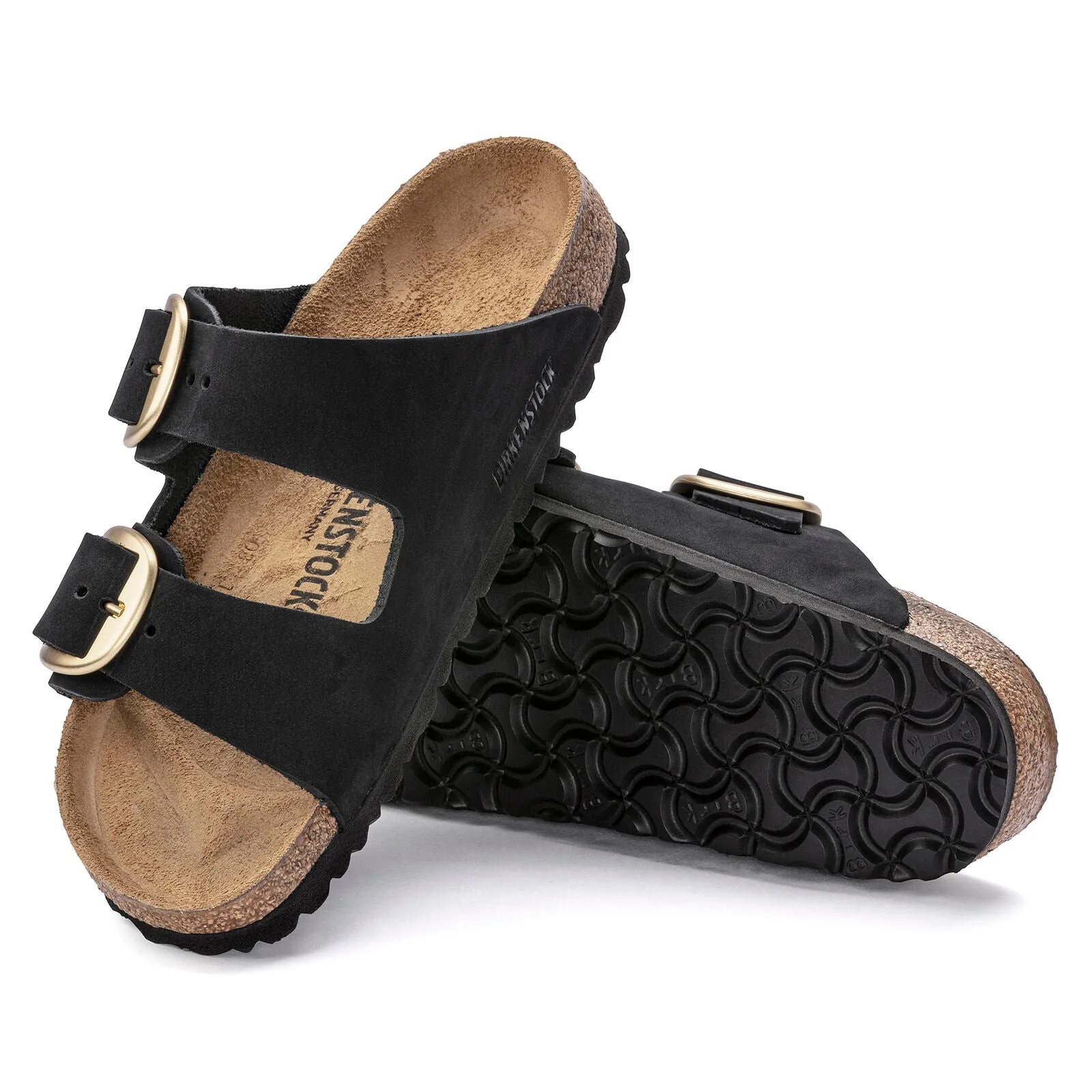 Birkenstock Arizona Big Buckle black nubuck/gold buckle