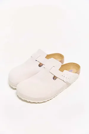 birkenstock boston antique white suede