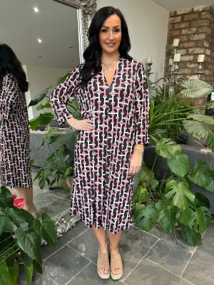 Black Link Pattern Dress Gloria
