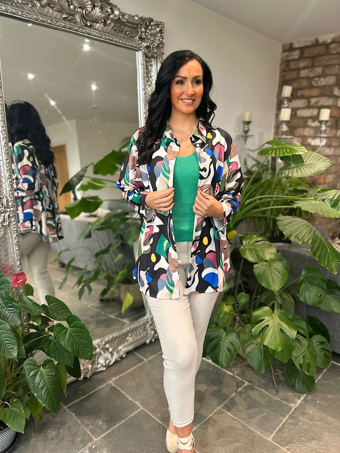 Black Vibrant Abstract Pattern Blouse Libby
