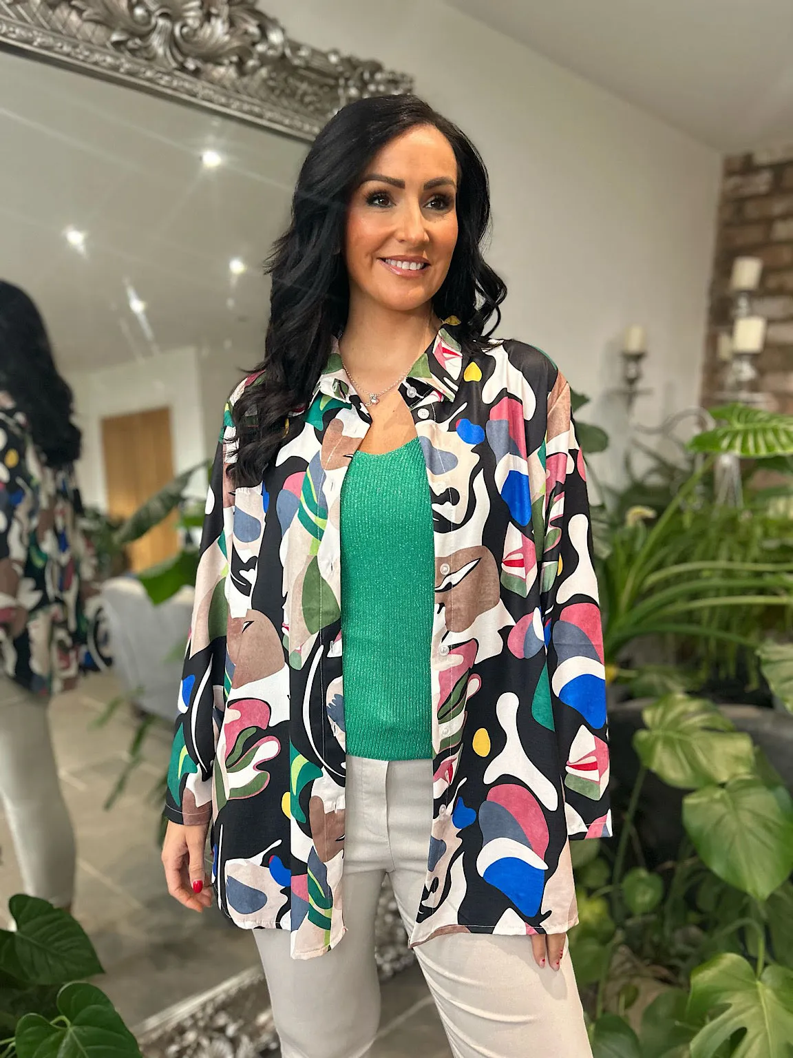 Black Vibrant Abstract Pattern Blouse Libby