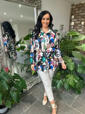 Black Vibrant Abstract Pattern Blouse Libby