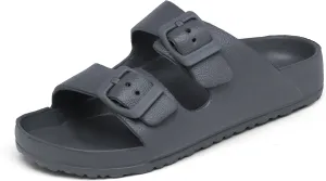 Boys Girls Double Buckle Slip on Slide Kid Beach Sandals Adjustable EVA Summer Pool Shower Shoes Indoor Outdoor Slippers