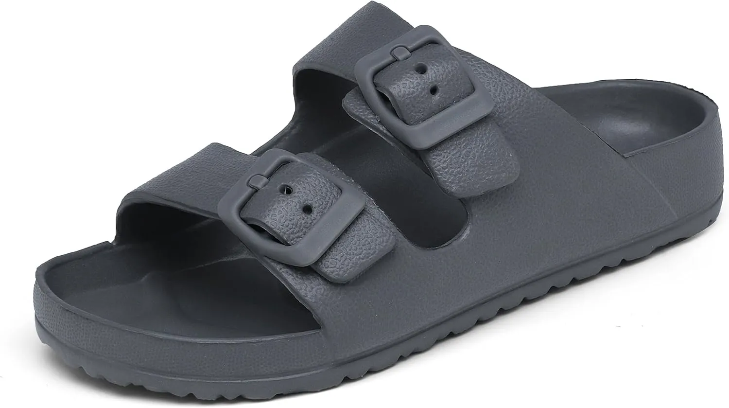 Boys Girls Double Buckle Slip on Slide Kid Beach Sandals Adjustable EVA Summer Pool Shower Shoes Indoor Outdoor Slippers