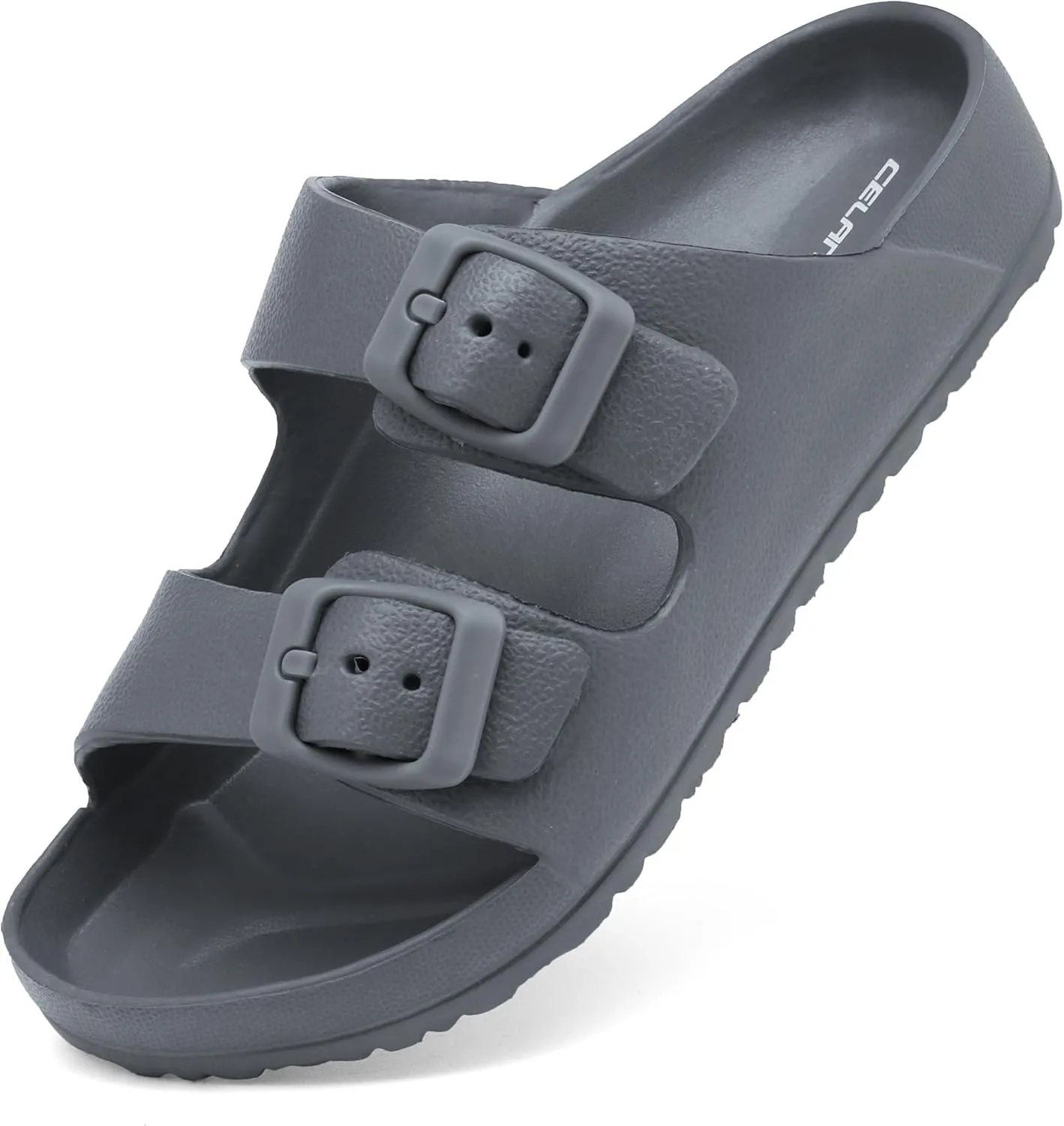 Boys Girls Double Buckle Slip on Slide Kid Beach Sandals Adjustable EVA Summer Pool Shower Shoes Indoor Outdoor Slippers