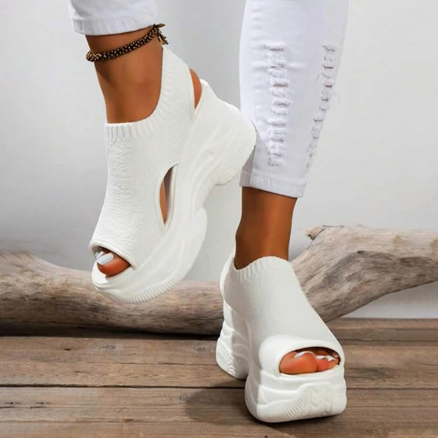 Breathable Mesh Platform Sandals Women Comfortable Walking Sandals Arch Support Orthotic Slide Rhinestone Casual Open Toe Sport Sandals for Athletic Summer Beach Washable Slingback Platform Wedge
