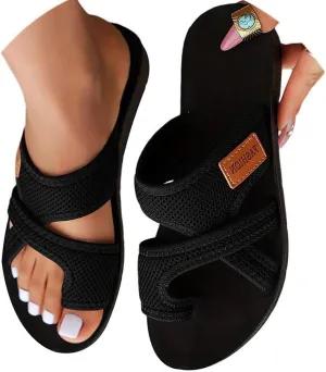 Breathable Mesh Slide Sandals For Women, Breathable Mesh Flip Flops, Arch Support Comfortable Beach Sandals