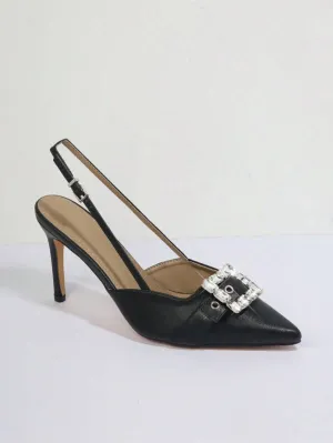 Buckle Detail Sling Back Pumps