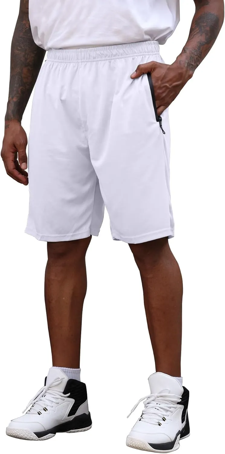 BUYJYA 3 Pack Men's Athletic Running Shorts Gym Basketball Lightweight Casual Short with Zipper Pocket Gift
