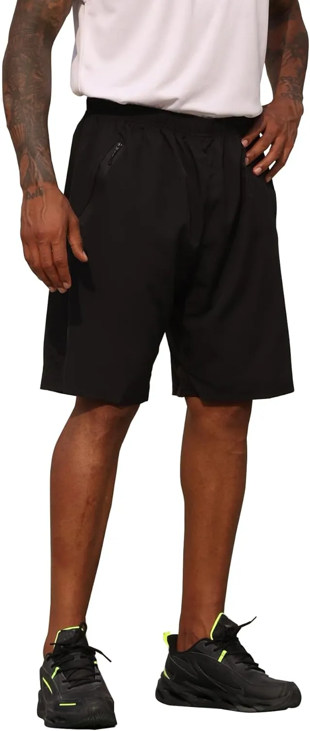 BUYJYA 3 Pack Men's Athletic Running Shorts Gym Basketball Lightweight Casual Short with Zipper Pocket Gift
