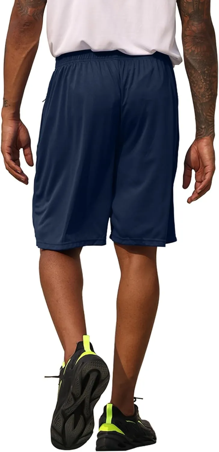 BUYJYA 3 Pack Men's Athletic Running Shorts Gym Basketball Lightweight Casual Short with Zipper Pocket Gift
