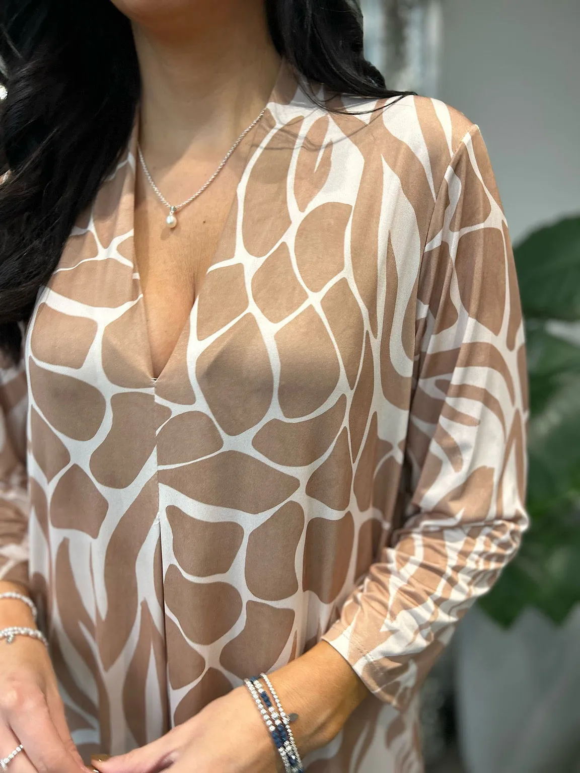Camel Swirl Print Dress Gloria