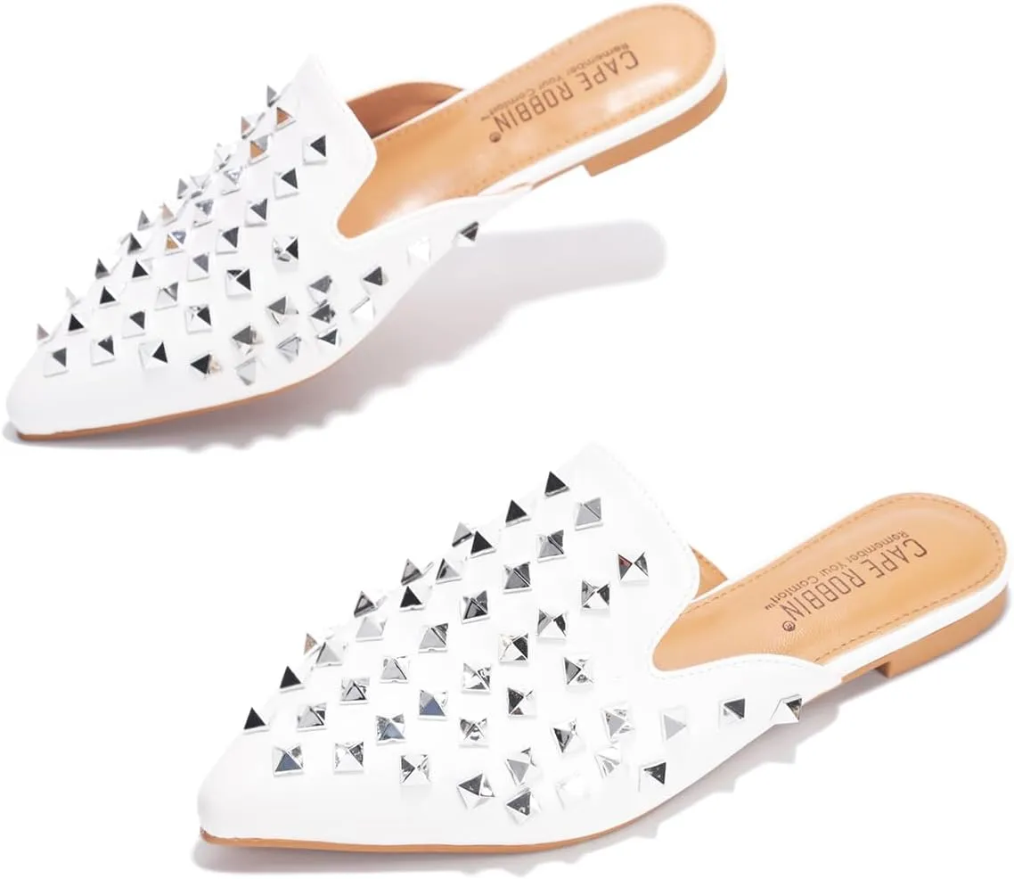 Cape Robbin Sierra Rhinestone Gem Pointy Toe Mule Flats (Sierra)