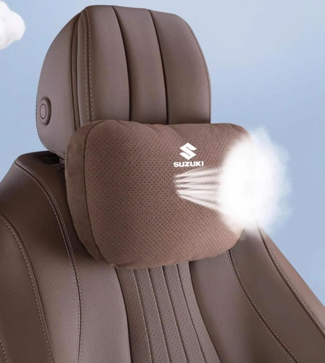 Car Headrest and Lumbar Support Cushion for Suzuki Vitra Tianyu SX4 Swift Alto, Neck Pillow Lumbar Support Pillow with Adjustable Strap Breathable Comfortable Removable,2PCS-A Black