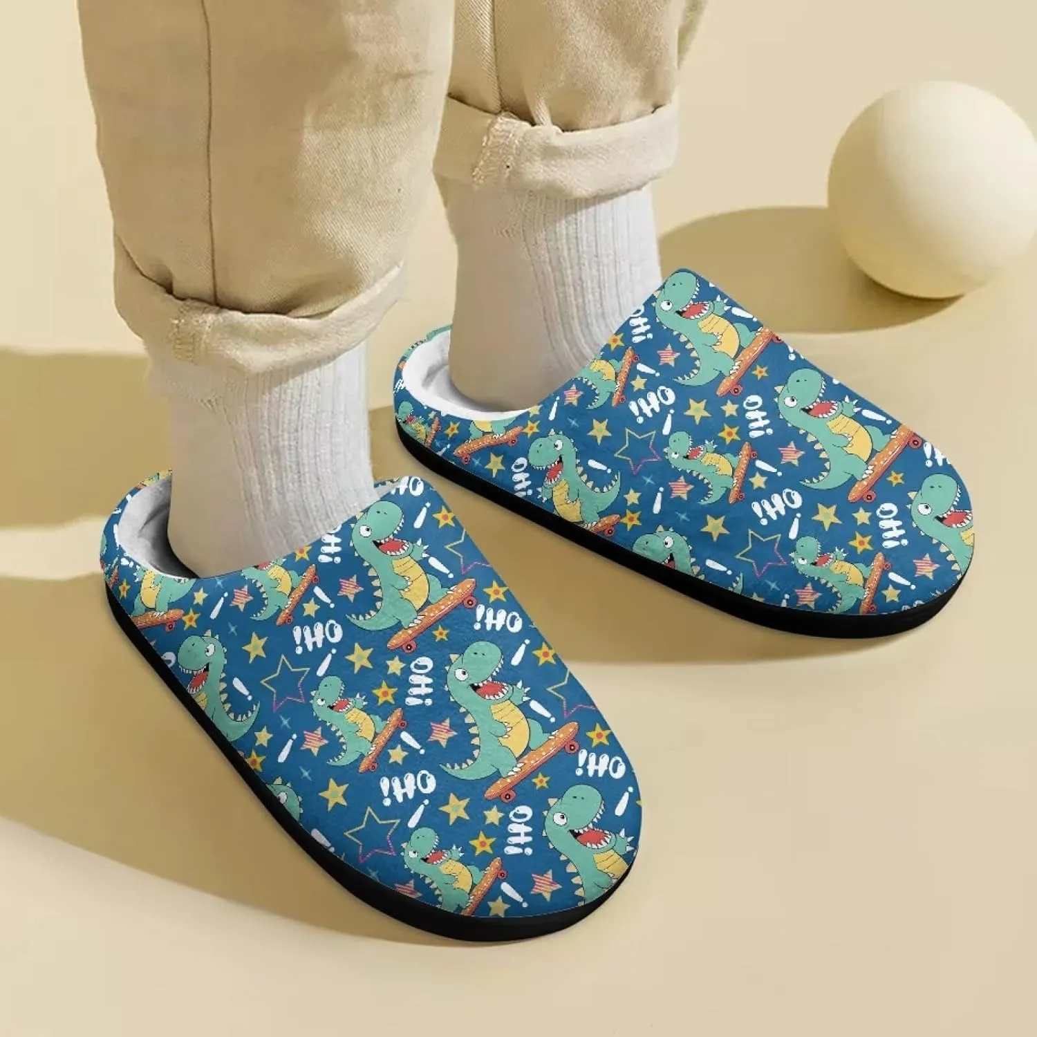 Cartoon Animal Children's Plush Slippers for Little Girls Boys Slip On Warm Fuzzy Winter Slippers Lightweight Soft Indoor House Shoes SizeUS 9-15