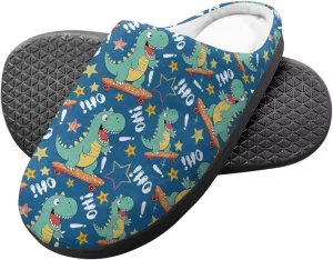 Cartoon Animal Children's Plush Slippers for Little Girls Boys Slip On Warm Fuzzy Winter Slippers Lightweight Soft Indoor House Shoes SizeUS 9-15