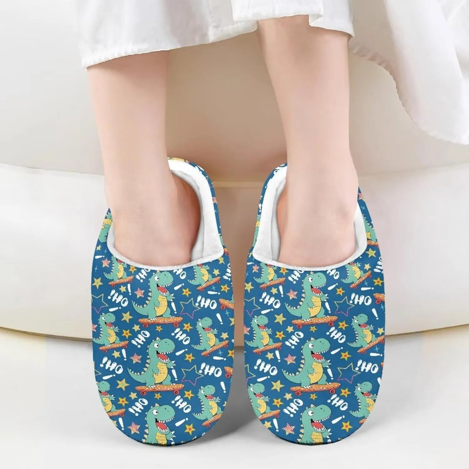 Cartoon Animal Children's Plush Slippers for Little Girls Boys Slip On Warm Fuzzy Winter Slippers Lightweight Soft Indoor House Shoes SizeUS 9-15