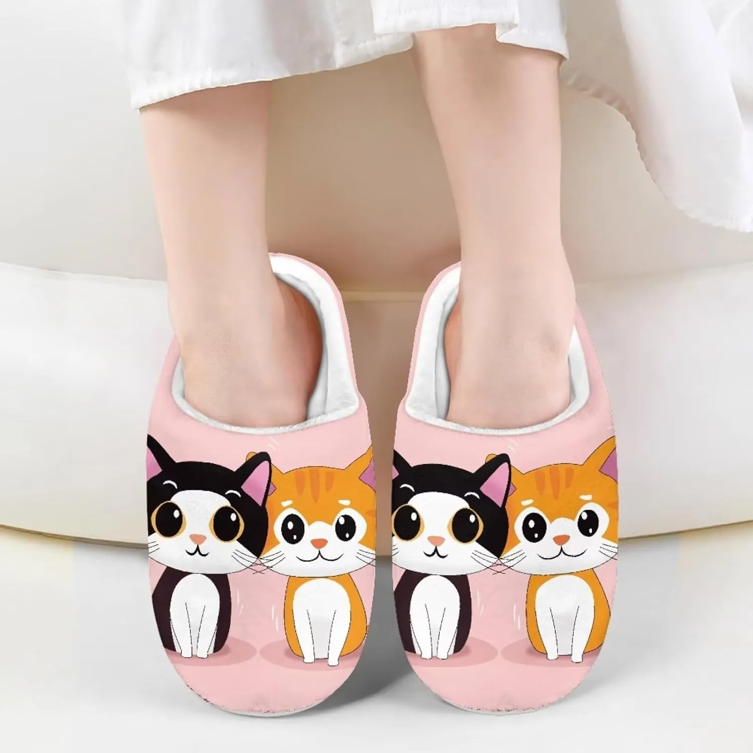 Cartoon Animals Plush Slippers for Kids Warm Fuzzy Indoor Shoes Boys Girls Cozy Winter Slippers Closed Toe Bedroom Soft Non Slip House Slippers US Size 9-15