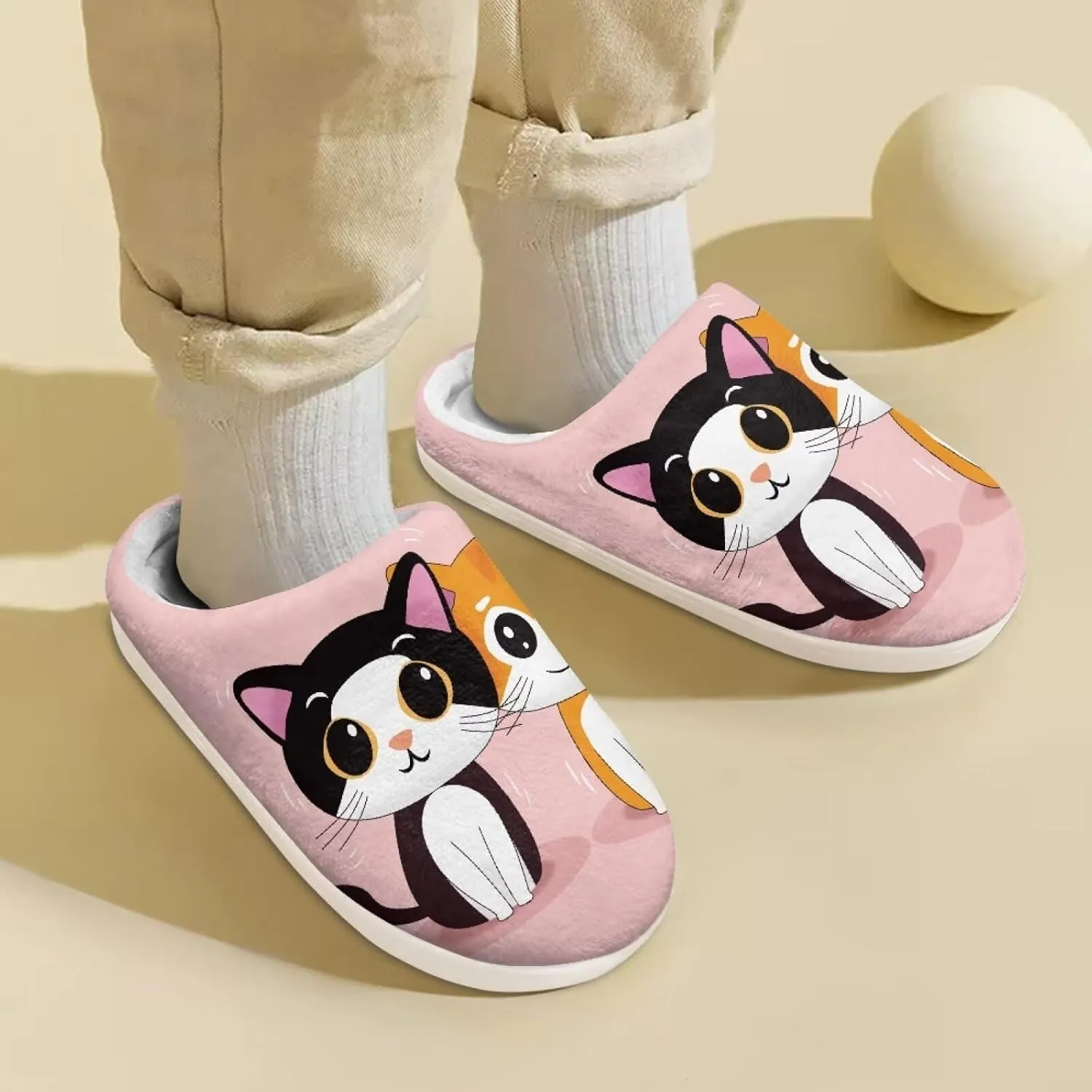 Cartoon Animals Plush Slippers for Kids Warm Fuzzy Indoor Shoes Boys Girls Cozy Winter Slippers Closed Toe Bedroom Soft Non Slip House Slippers US Size 9-15