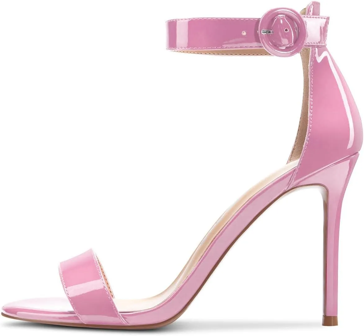 Castamere Womens High Heels Sandals Buckle Ankle Strap Open Toe Basic 10CM Stilettos Sandal