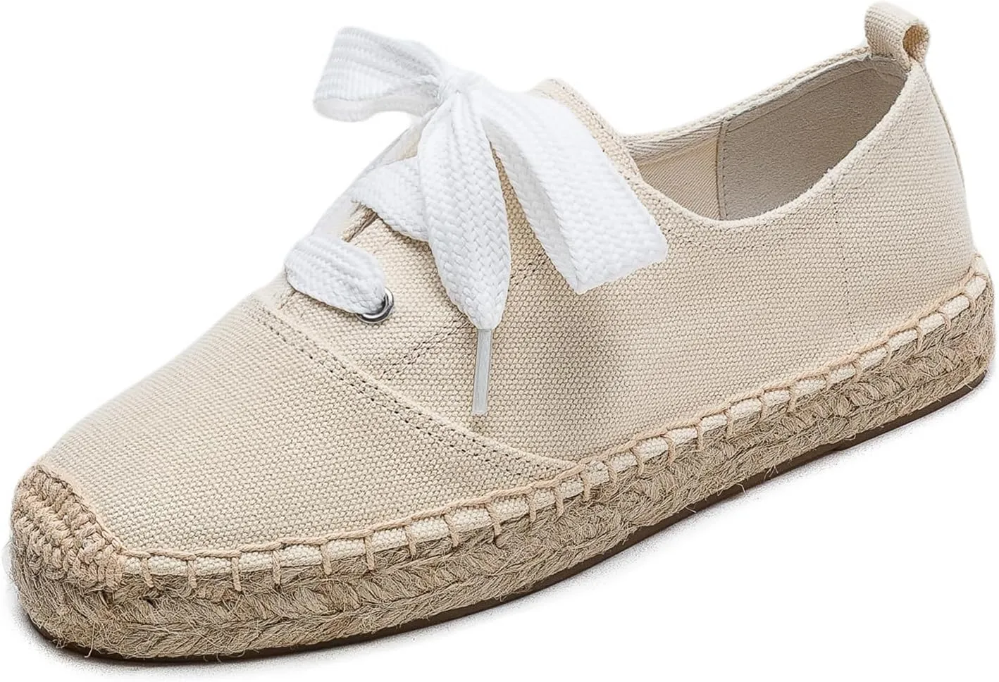 Casual Simple Espadrille Sneakers - Comfortable and Breathable Lace Up Women Flats Thick Bottom Espadrilles, Can Be Worn with Jeans, Long Skirts,Shorts