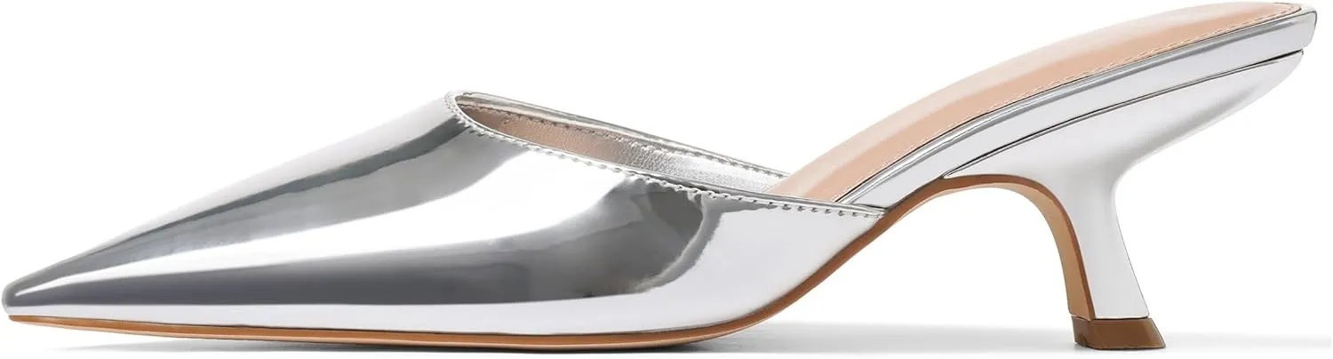 CELNEPHO Kitten Heels Closed Toe Heels for Women Slip On Comfortable Dress Pumps Slide Mesh Pointed Wedding Shoes Casual Office Shoes Leopard Shoes for Women