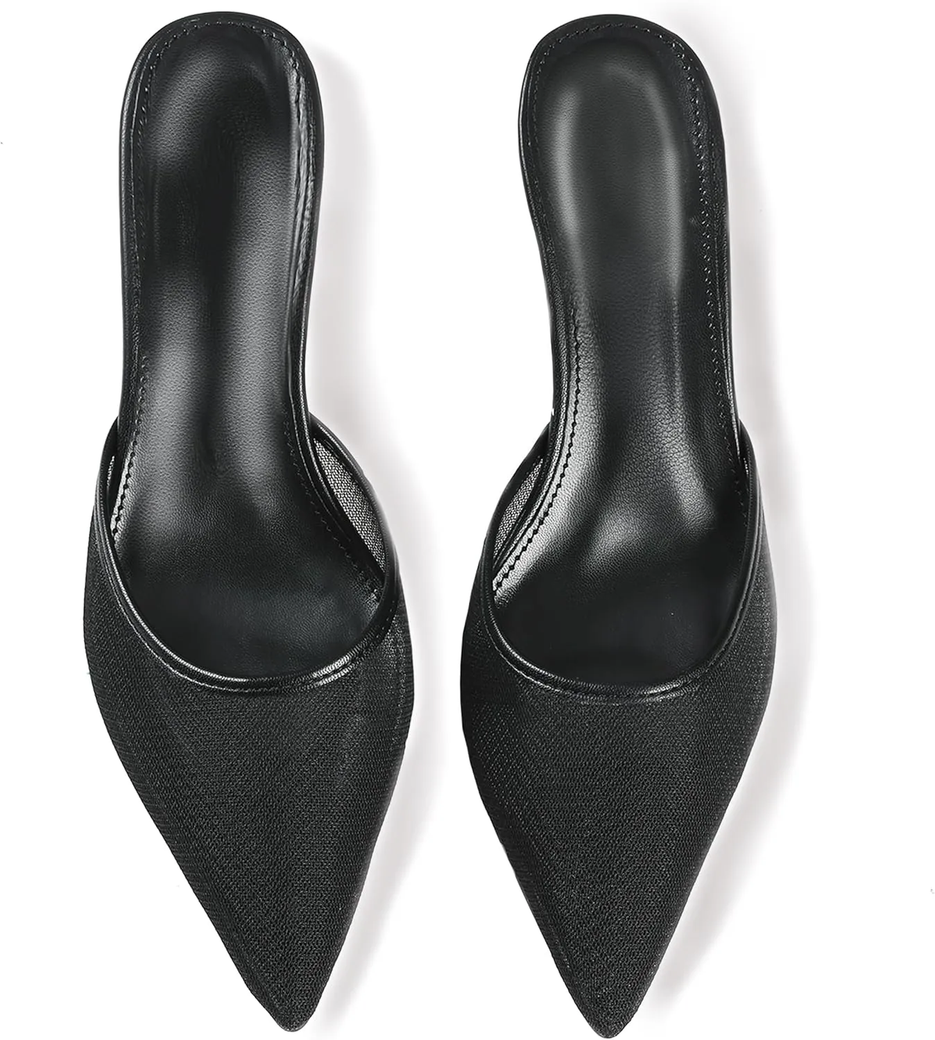 CELNEPHO Kitten Heels Closed Toe Heels for Women Slip On Comfortable Dress Pumps Slide Mesh Pointed Wedding Shoes Casual Office Shoes Leopard Shoes for Women