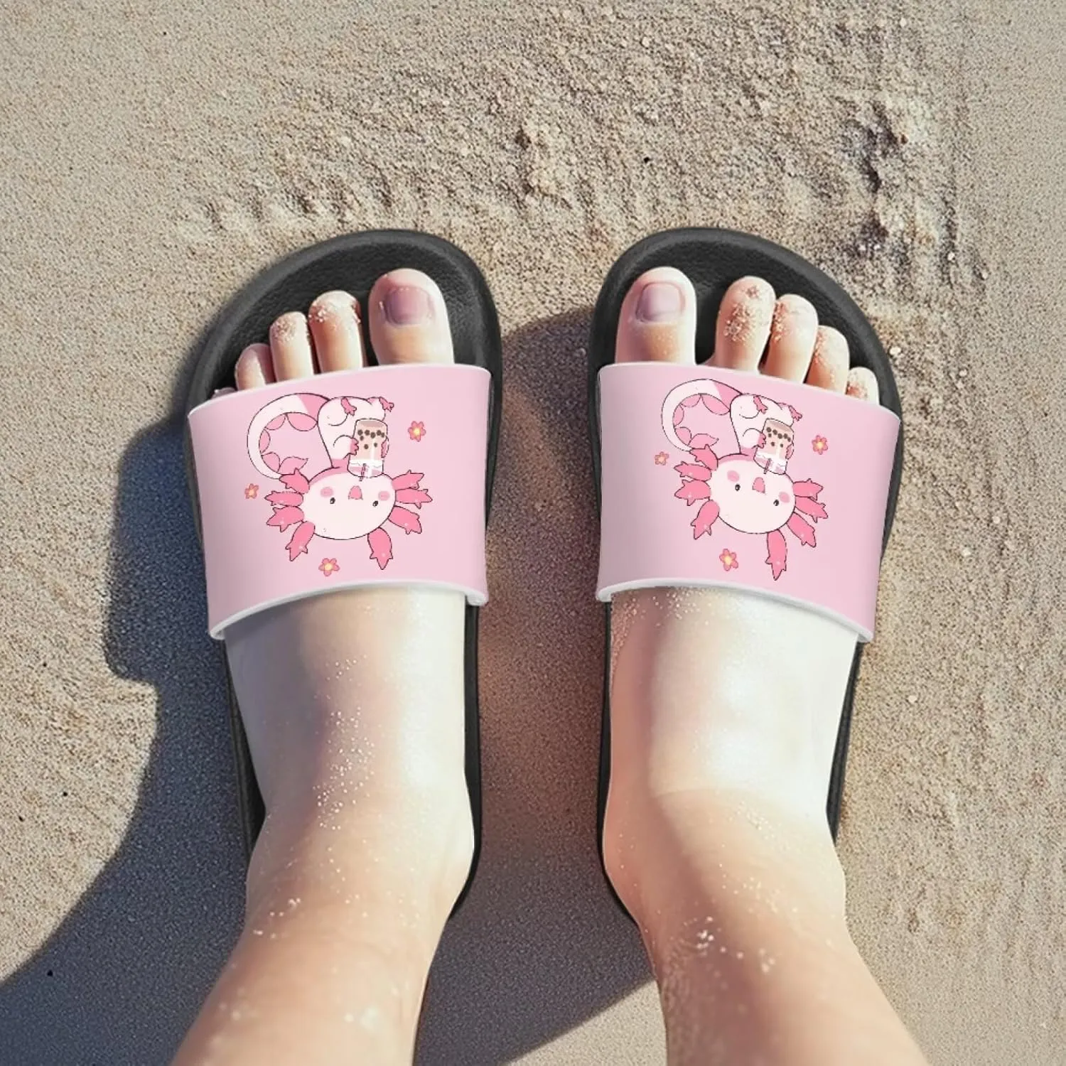 Children's Slippers Beach Sandals Slide Sandals Filp-Flops for Kids Girls Gift for Daughters Little Sisters Black