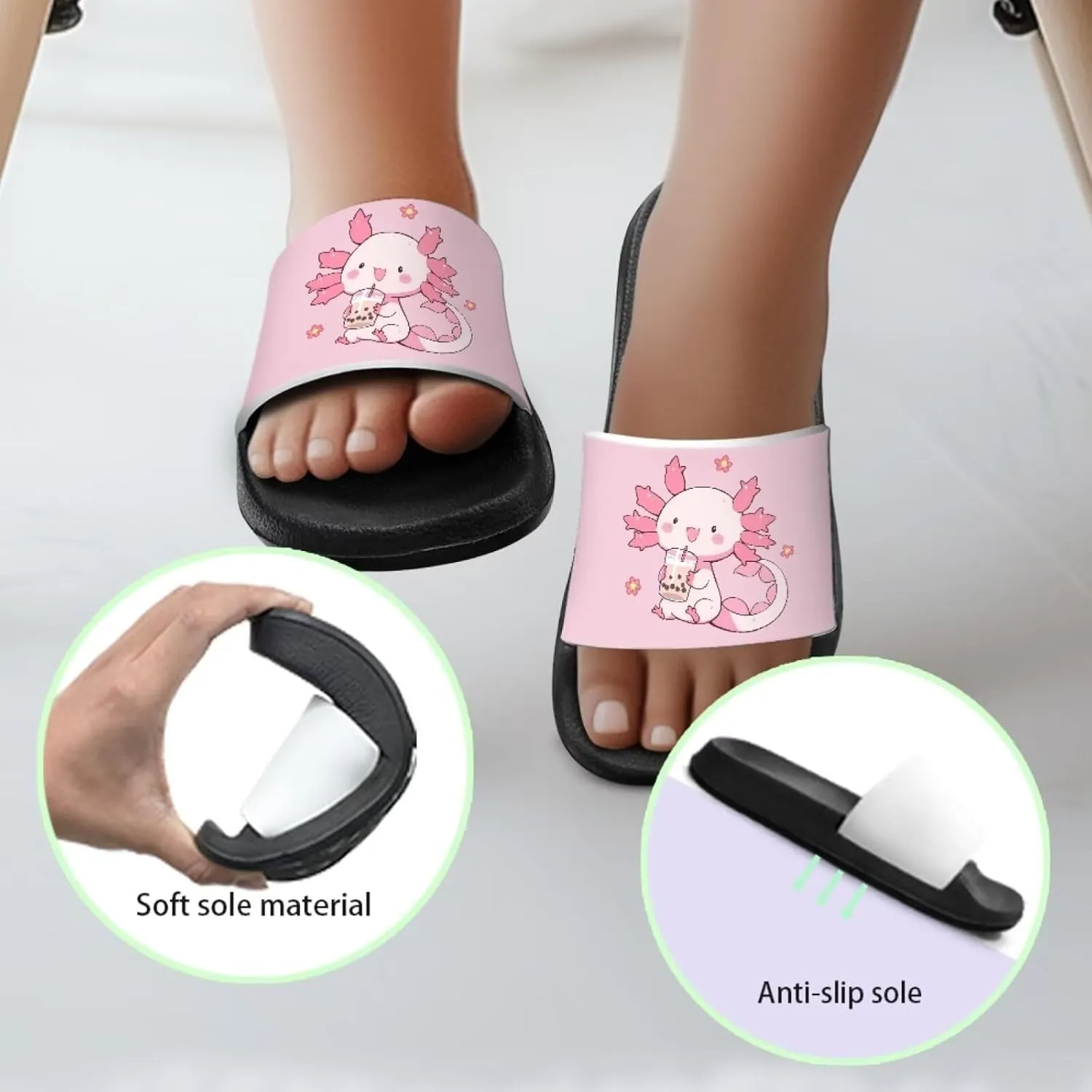 Children's Slippers Beach Sandals Slide Sandals Filp-Flops for Kids Girls Gift for Daughters Little Sisters Black