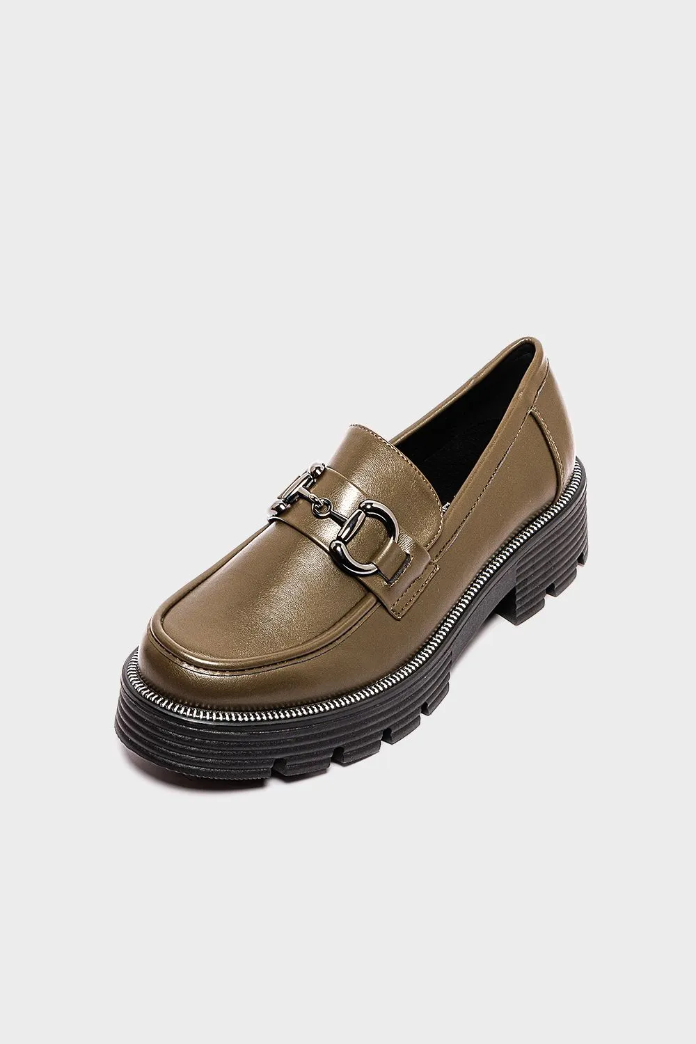 Chunky Heel Loafer Shoes