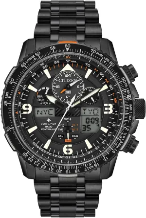 Citizen Men's Promaster Air Skyhawk Eco-Drive Pilot Watch, Atomic Timkeeping Technology, Chronograph, Power Reserve Indicator, Ana-digi Display, Luminous Hands and Markers, Anti-Reflective Crystal, Black Ion-Plated