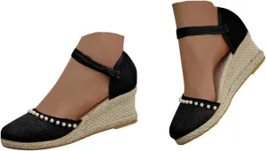 Closed Toe Platform Wedge Sandals Womens Espadrilles Dressy Sandals 2025 Comfortable Beach Non Slip Summer Casual Shoes with Ankle Strap Orthopedic Retro Canvas Wedge Heels Sandals