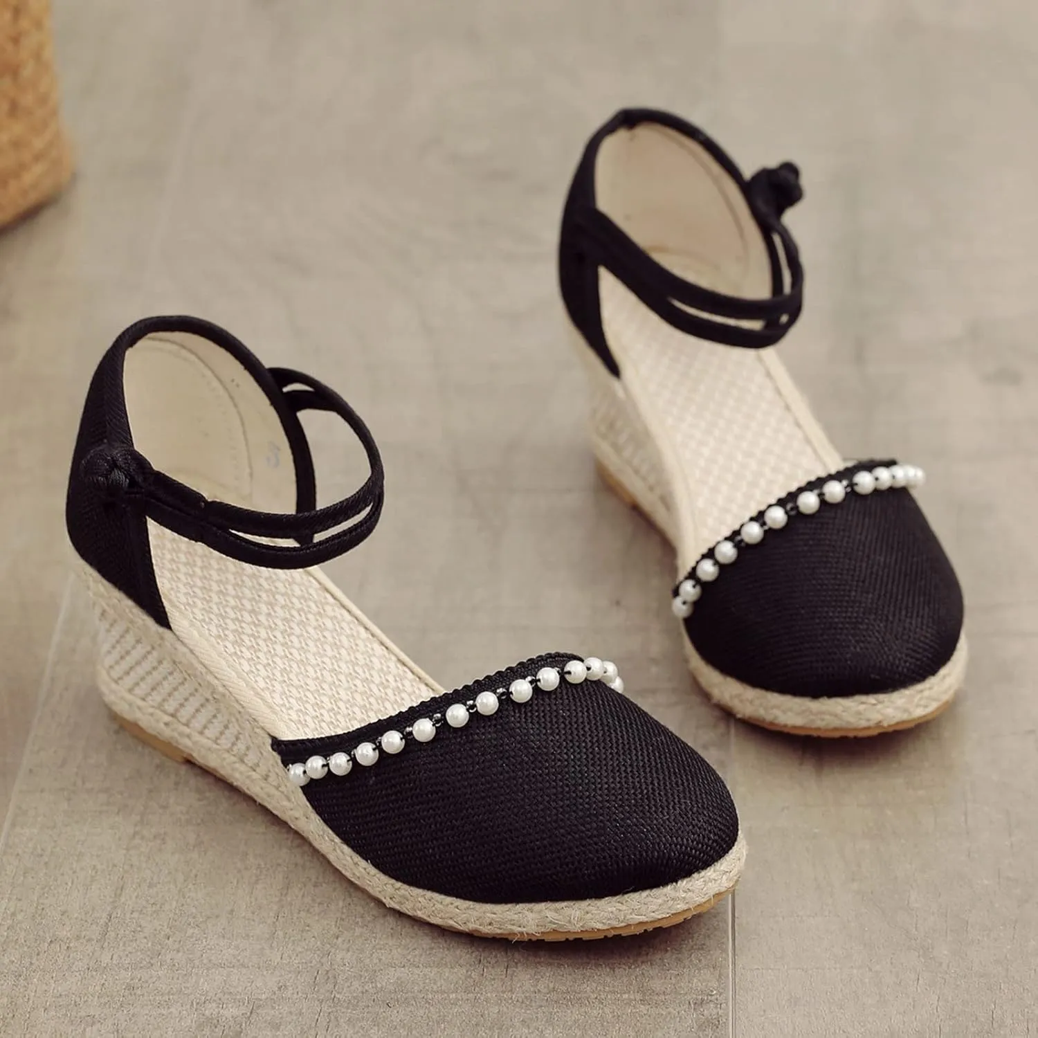 Closed Toe Platform Wedge Sandals Womens Espadrilles Dressy Sandals 2025 Comfortable Beach Non Slip Summer Casual Shoes with Ankle Strap Orthopedic Retro Canvas Wedge Heels Sandals