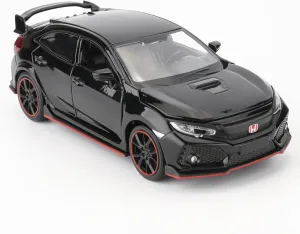 Compatible for 1:32 Diecasting Alloy Honda Civic Type-R Car Model Toy Car，Pull Back Alloy Car with Lights and Sound, Open Door for Kids Gift, Children Birthday Gift Black